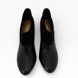 Coach Black Leather Ankle Bootie Heels Size 8.5B